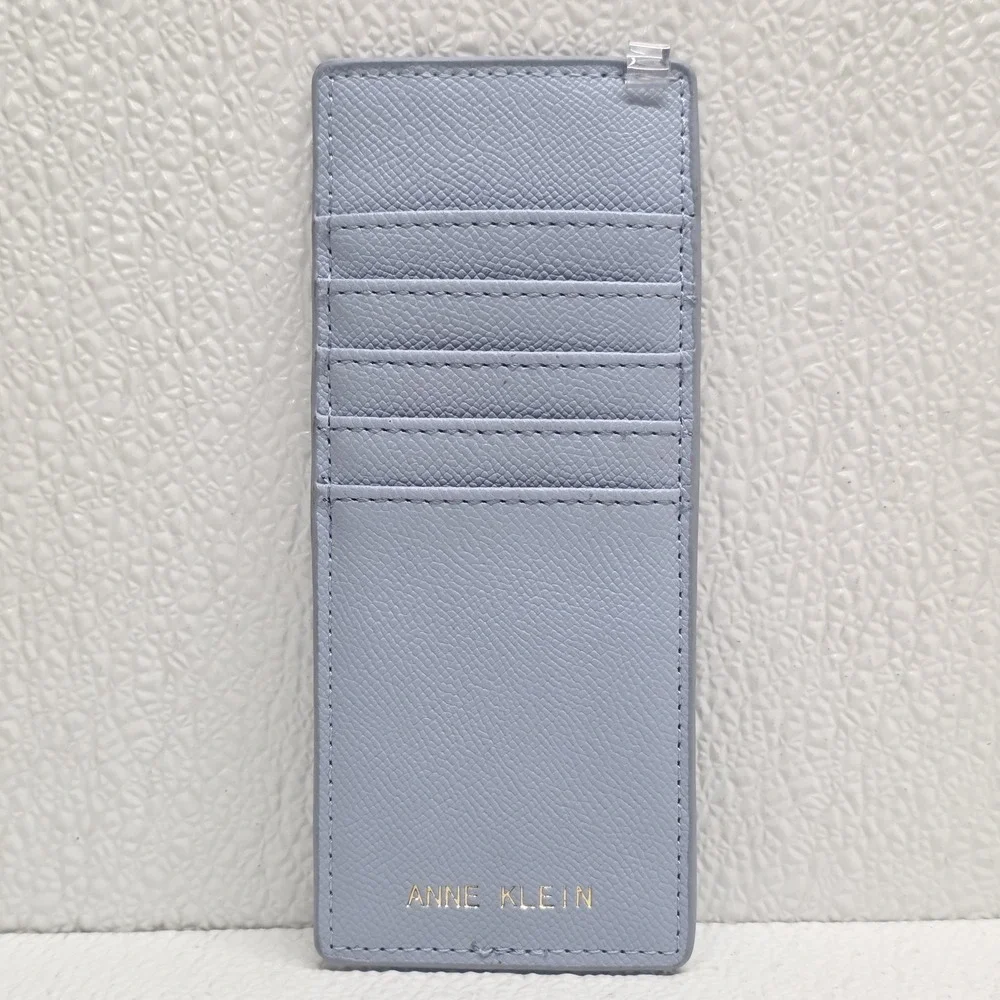Anne Klein Blue Faux Leather Buckle Closure Clutch Wallet & Card Sleeve